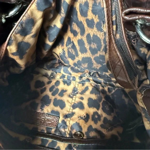 B. MAKOWSKY BROWN EMBOSSED LEATHER SATCHEL PURSE SHOULDER BAG - Picture 11 of 12